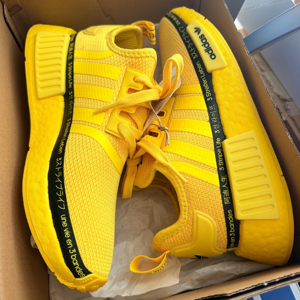 ADIDAS Bright Yellow NMD-Style Athletic Sneakers SIZE 7 Women